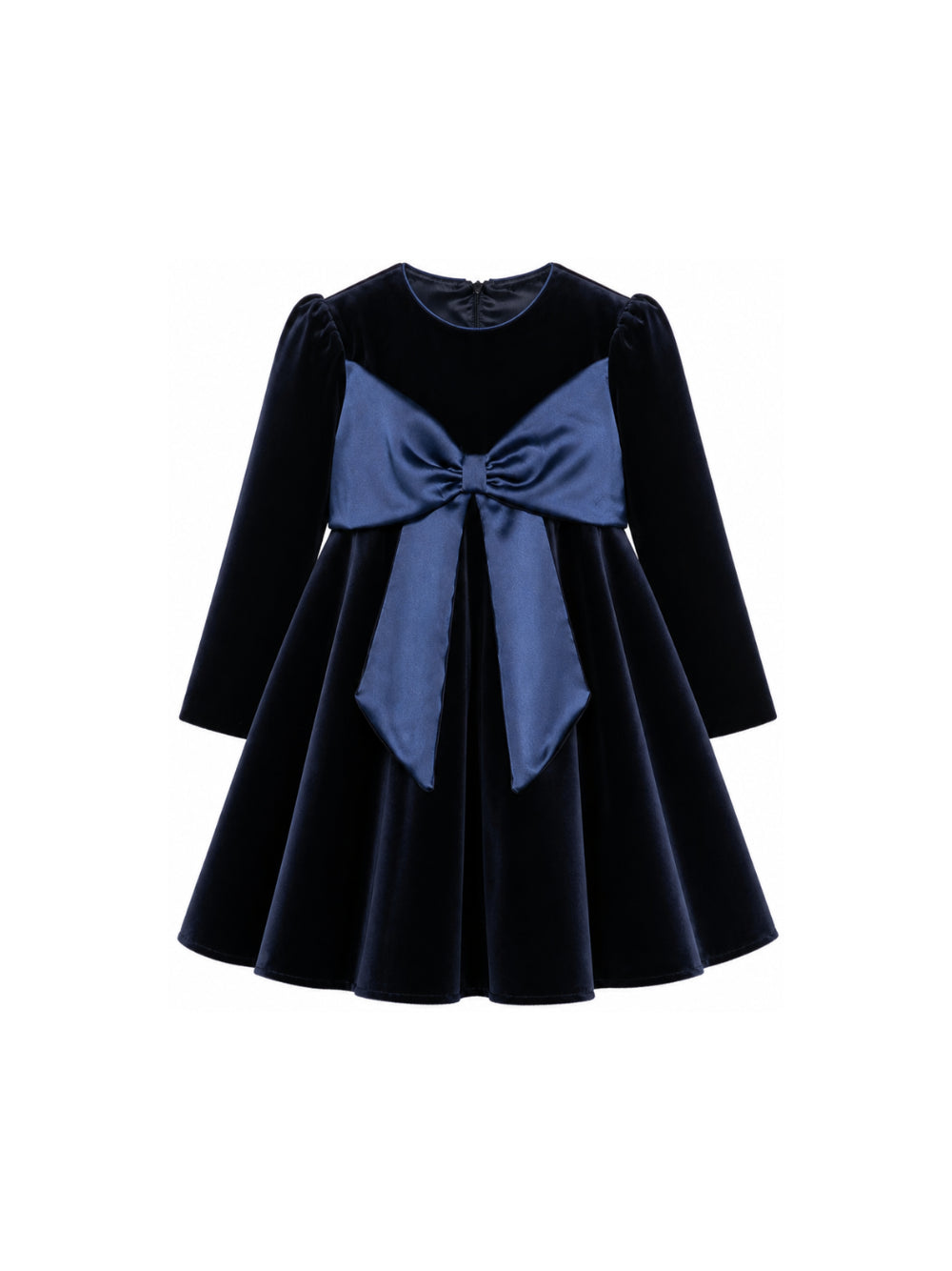 Abito per bambina La Stupenderia blu in velluto con dettaglio fiocco 3CJAB44 V46 LA STUPENDERIA KIDS 