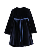 Abito per bambina La Stupenderia blu in velluto con dettaglio fiocco 3CJAB44 V46 LA STUPENDERIA KIDS 