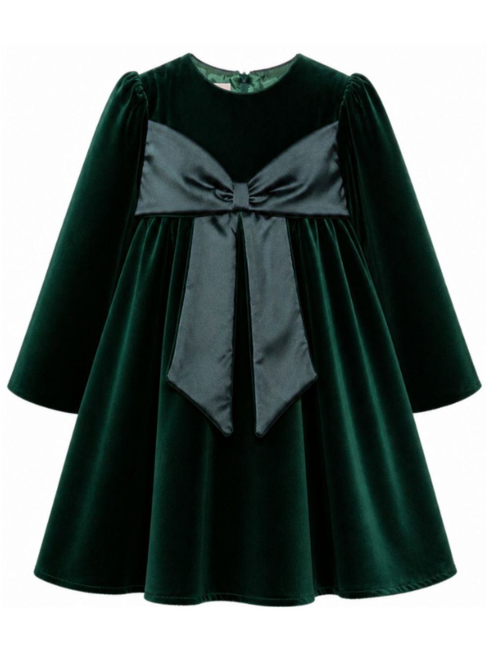 Abito per bambina La Stupenderia verde in velluto con dettaglio fiocco 3CJAB44 V80 LA STUPENDERIA KIDS 