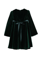 Abito per bambina La Stupenderia verde in velluto con dettaglio fiocco 3CJAB44 V80 LA STUPENDERIA KIDS 