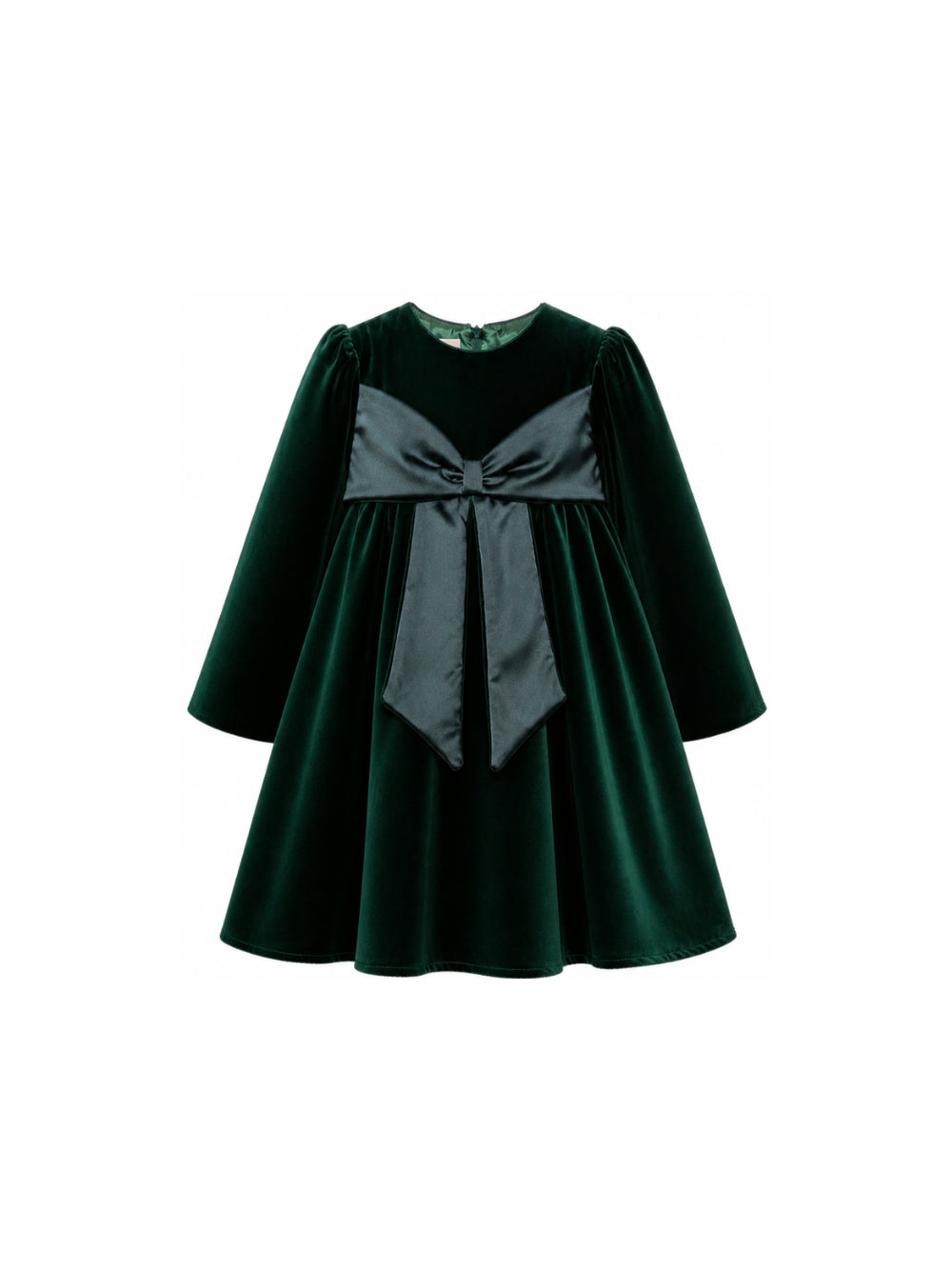 Abito per bambina La Stupenderia verde in velluto con dettaglio fiocco 3CJAB44 V80 LA STUPENDERIA KIDS 