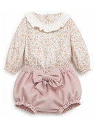 Set blusa e shorts per neonata La Stupenderia Kids rosa con colletto con volant 3TBCT02 H43T72 LA STUPENDERIA KIDS 