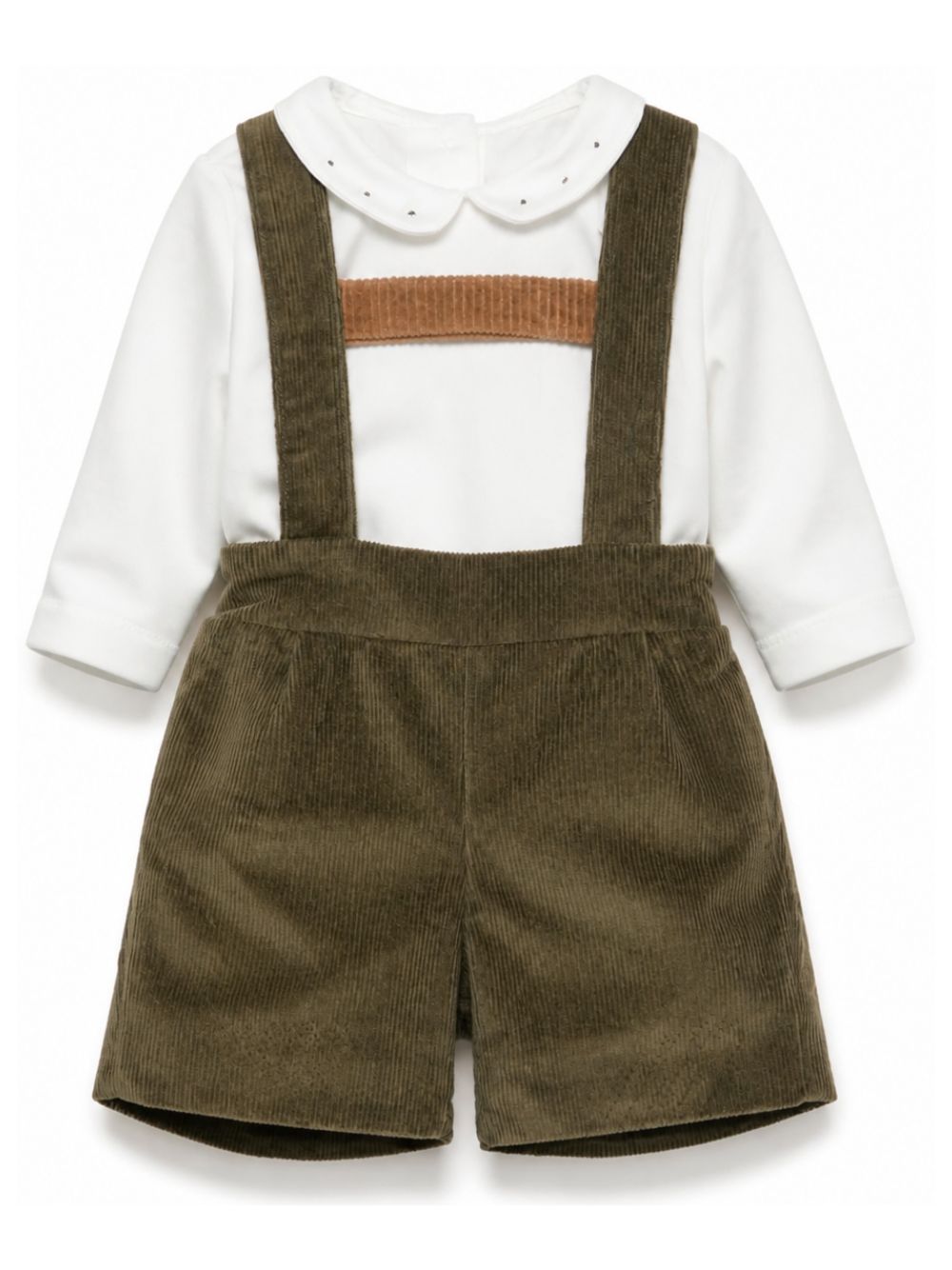 Set camicia e salopette per neonato La Stupenderia Kids multicolore con colletto alla Peter Pan 3TBCT09 H63 LA STUPENDERIA KIDS 