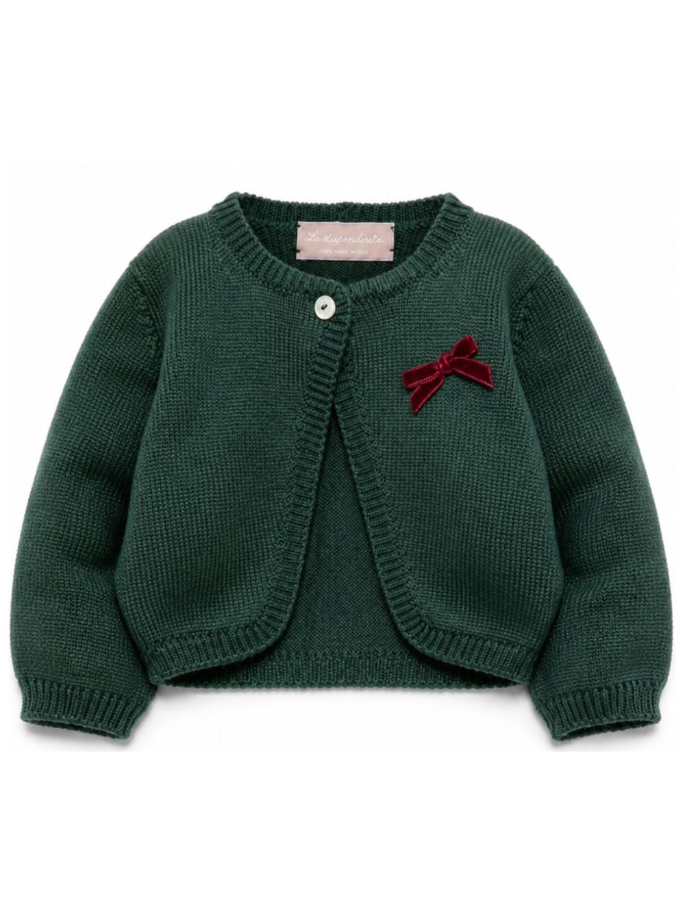 Cardigan per neonata La Stupenderia Kids verde con dettaglio fiocco rosso 3WBS C56 LA STUPENDERIA KIDS 