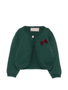 Cardigan per neonata La Stupenderia Kids verde con dettaglio fiocco rosso 3WBS C56 LA STUPENDERIA KIDS 