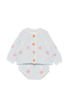 Set cardigan e short per neonata Louise Misha Kids azzurra con ricamo floreale all-over FRC-W26-C0132 CLOUD LOUISE MISHA KIDS 
