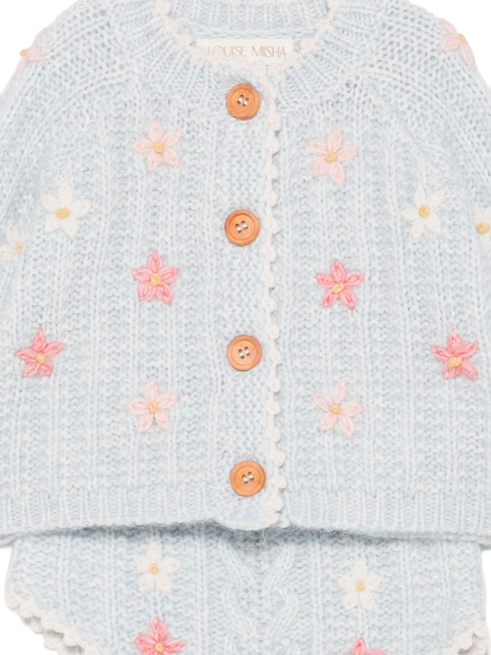 Set cardigan e short per neonata Louise Misha Kids azzurra con ricamo floreale all-over FRC-W26-C0132 CLOUD LOUISE MISHA KIDS 