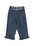 Pantaloni per neonata Louise Misha Kids blu con ricamo floreale FRI-W26-P0138 INDIGO LOUISE MISHA KIDS 
