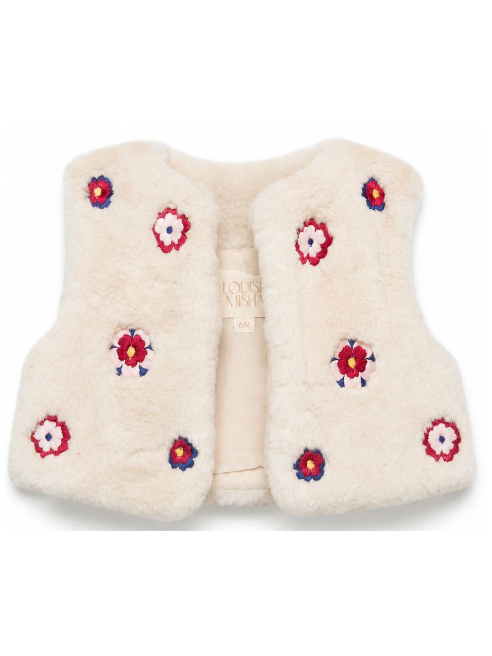 Gilet per neonata Louise Misha Kids beige con finitura in pelliccia FRI-W26-S0351 CREAM LOUISE MISHA KIDS 