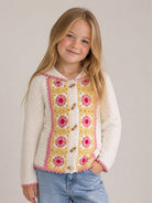 Cardigan per bambina Louise Misha Kids bianco con ricamo floreale GRC-W26-C0028 CREAM LOUISE MISHA KIDS 