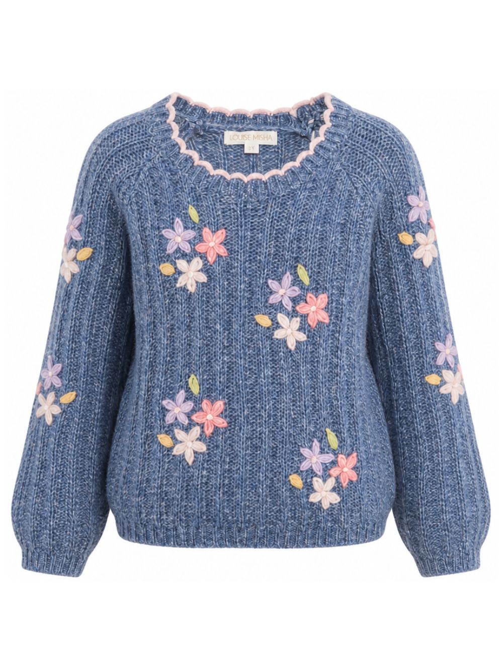 Maglione per bambina Louise Misha Kids blu con ricamo floreale GRC-W26-J0098 BLUE LOUISE MISHA KIDS 