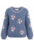 Maglione per bambina Louise Misha Kids blu con ricamo floreale GRC-W26-J0098 BLUE LOUISE MISHA KIDS 