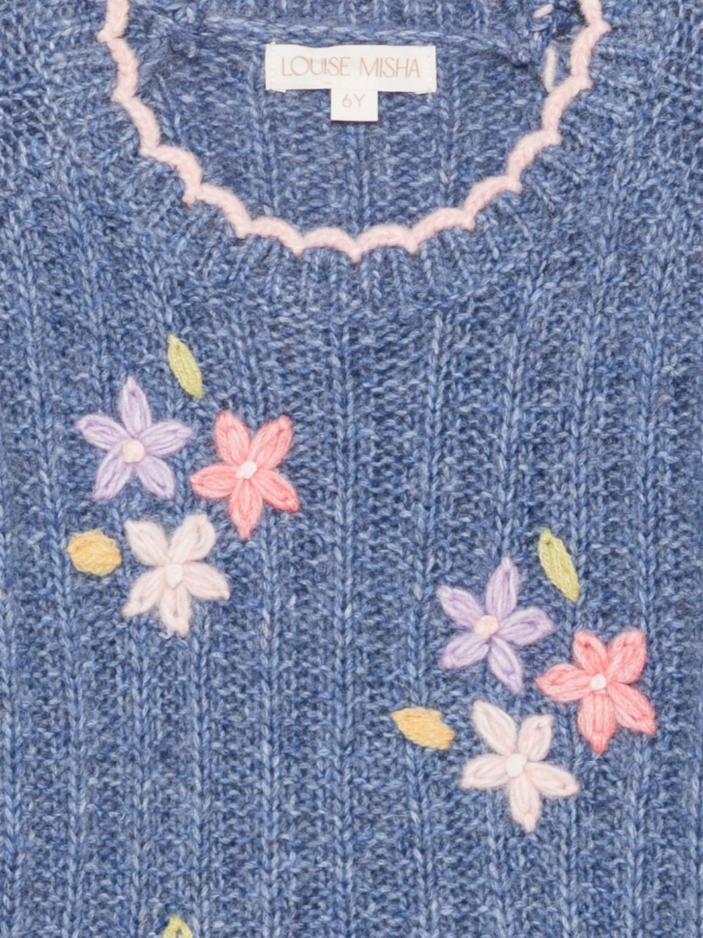 Maglione per bambina Louise Misha Kids blu con ricamo floreale GRC-W26-J0098 BLUE LOUISE MISHA KIDS 