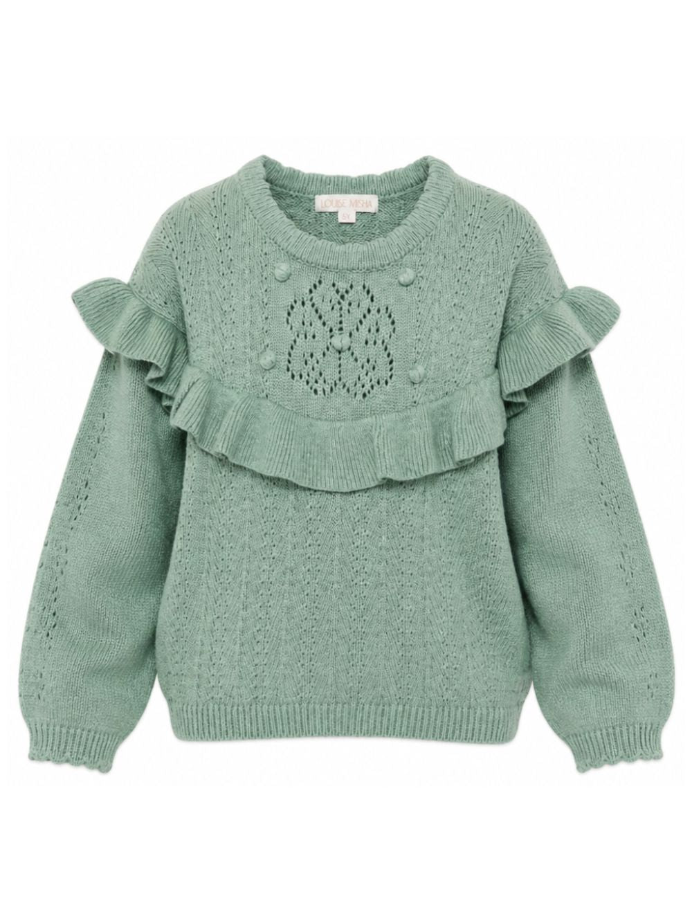 Maglione per bambina Louise Misha Kids verde con lavorazione pointelle GRC-W26-J0151 LICHEN LOUISE MISHA KIDS 