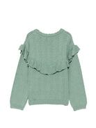 Maglione per bambina Louise Misha Kids verde con lavorazione pointelle GRC-W26-J0151 LICHEN LOUISE MISHA KIDS 