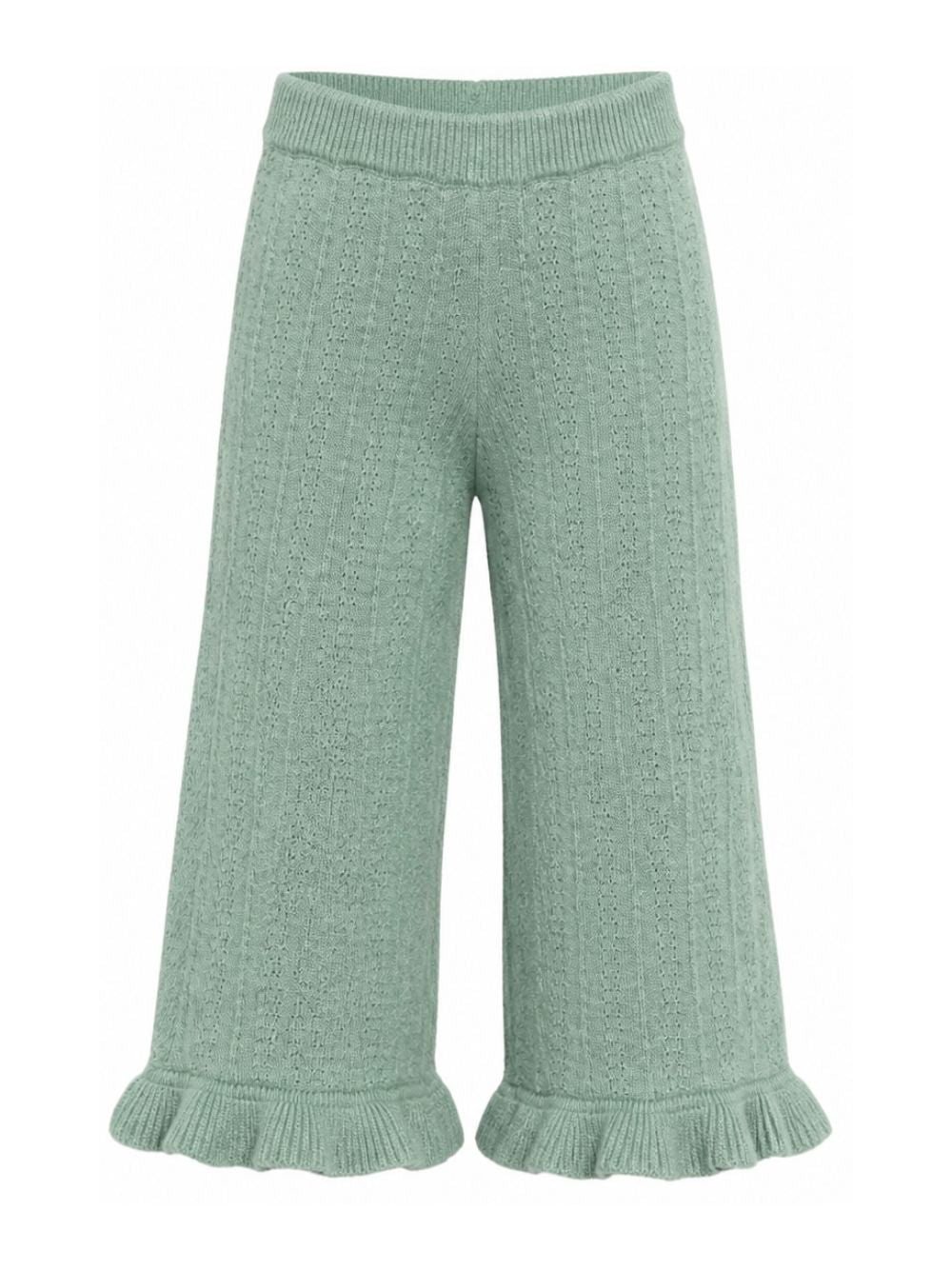 Pantaloni per bambina Louise Misha Kids verde con lavorazione in pointelle GRC-W26-P0106 LICHEN LOUISE MISHA KIDS 
