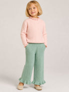 Pantaloni per bambina Louise Misha Kids verde con lavorazione in pointelle GRC-W26-P0106 LICHEN LOUISE MISHA KIDS 