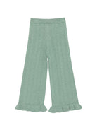 Pantaloni per bambina Louise Misha Kids verde con lavorazione in pointelle GRC-W26-P0106 LICHEN LOUISE MISHA KIDS 