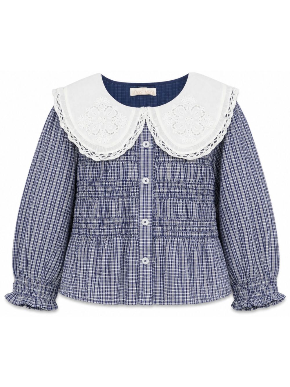 Camicia per bambina Louise Misha Kids blu con motivo a quadretti GRI-W26-B0018 INDIGO LOUISE MISHA KIDS 