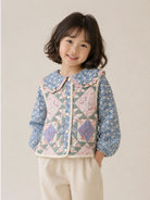 Giubbino per bambina Louise Misha Kids blu con design patchwork GRI-W26-J0307 NAVY LOUISE MISHA KIDS 