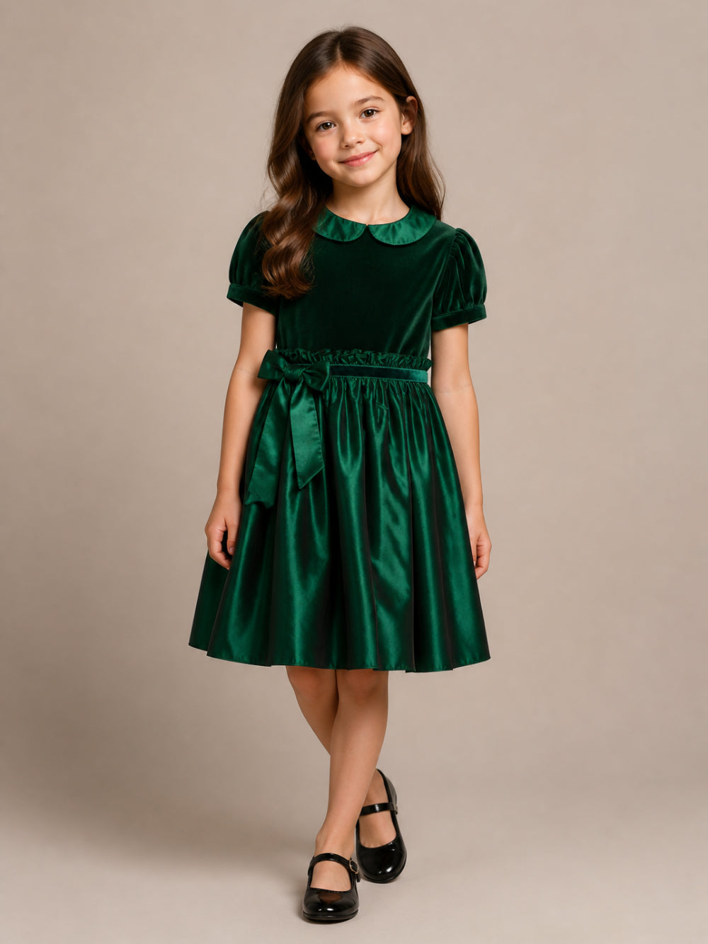 Abito per bambina Mariella Ferrari Kids verde con colletto alla Peter Pan ABS17MC 074 083 MARIELLA FERRARI KIDS 