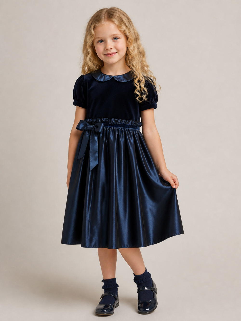 Abito per bambina Mariella Ferrari Kids blu con colletto alla Peter Pan ABS17MC 075 080 MARIELLA FERRARI KIDS 