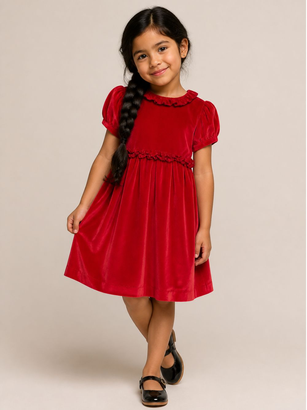 Abito per bambina Mariella Ferrari Kids rosso con finitura in velluto ABT18MC 074 083 MARIELLA FERRARI KIDS 