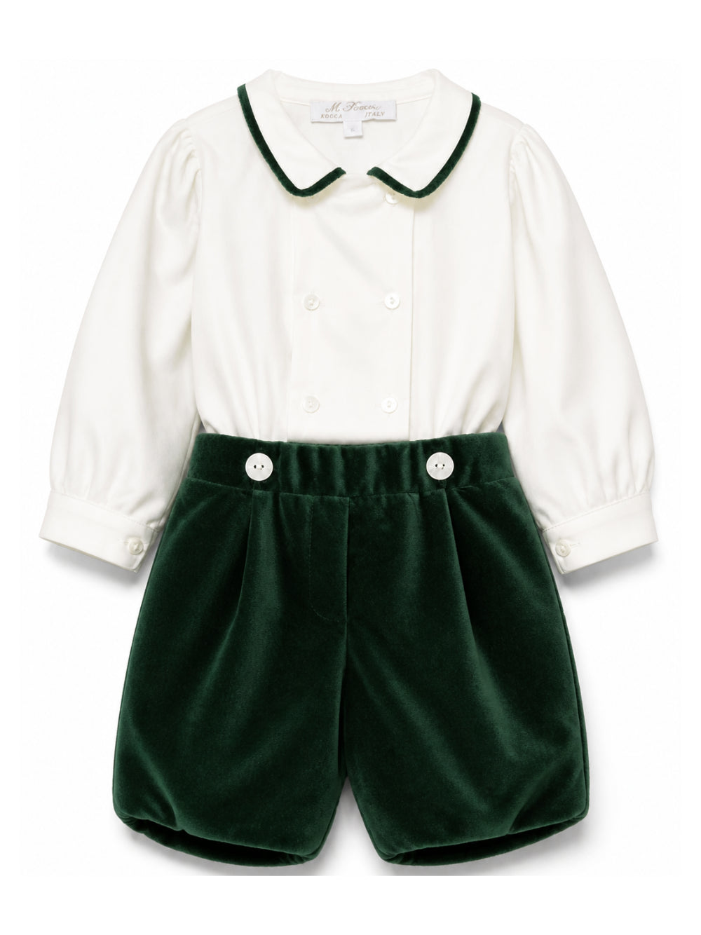 Set camicia e shorts per neonato Mariella Ferrari verde in velluto PGI9 005 069 MARIELLA FERRARI KIDS 