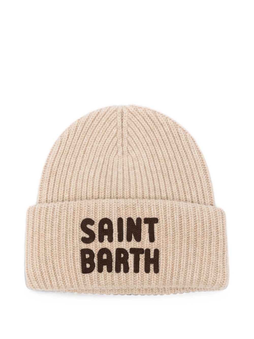 Berretto a coste MC2 Saint Barth Kids beige con logo ricamato sul davanti BRR0003 03399M MC2 ST. BARTH 