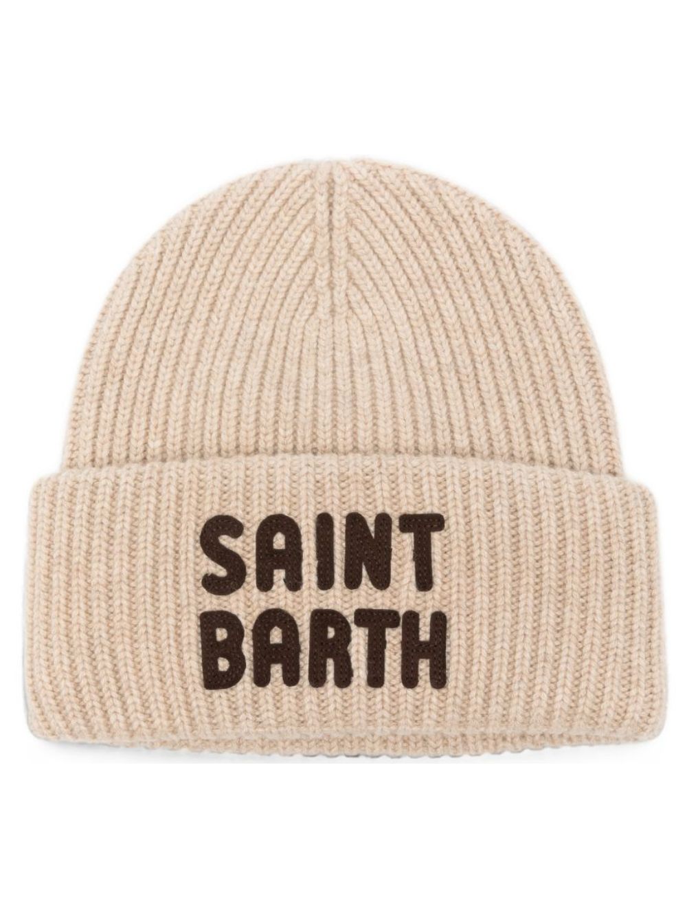 Berretto a coste MC2 Saint Barth Kids beige con logo ricamato sul davanti BRR0003 03399M MC2 ST. BARTH 