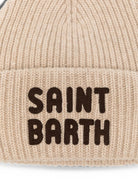 Berretto a coste MC2 Saint Barth Kids beige con logo ricamato sul davanti BRR0003 03399M MC2 ST. BARTH 