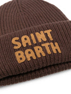 Berretto a coste MC2 Saint Barth marrone scuro con logo ricamato sul davanti BRR0003 03401M MC2 ST. BARTH 