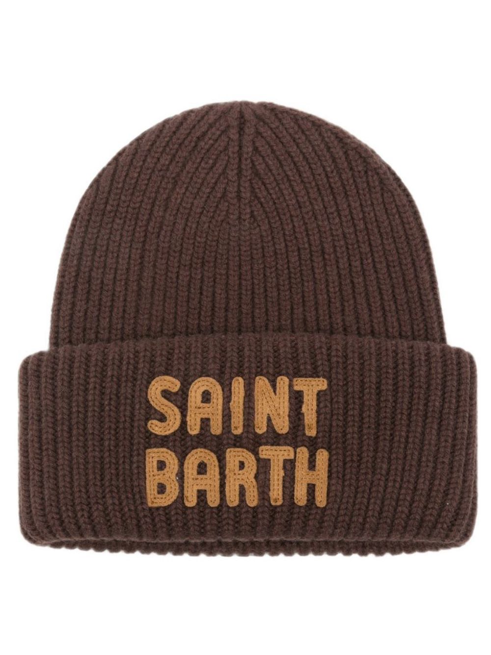 Berretto a coste MC2 Saint Barth marrone scuro con logo ricamato sul davanti BRR0003 03401M MC2 ST. BARTH 