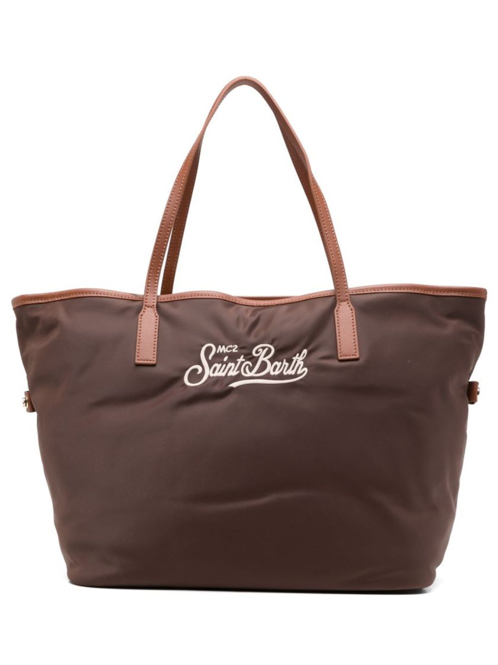 Borsa City Bag MC2 St. Barth marrone con logo ricamato sul davanti CB0002 00163M MC2 ST. BARTH KIDS 