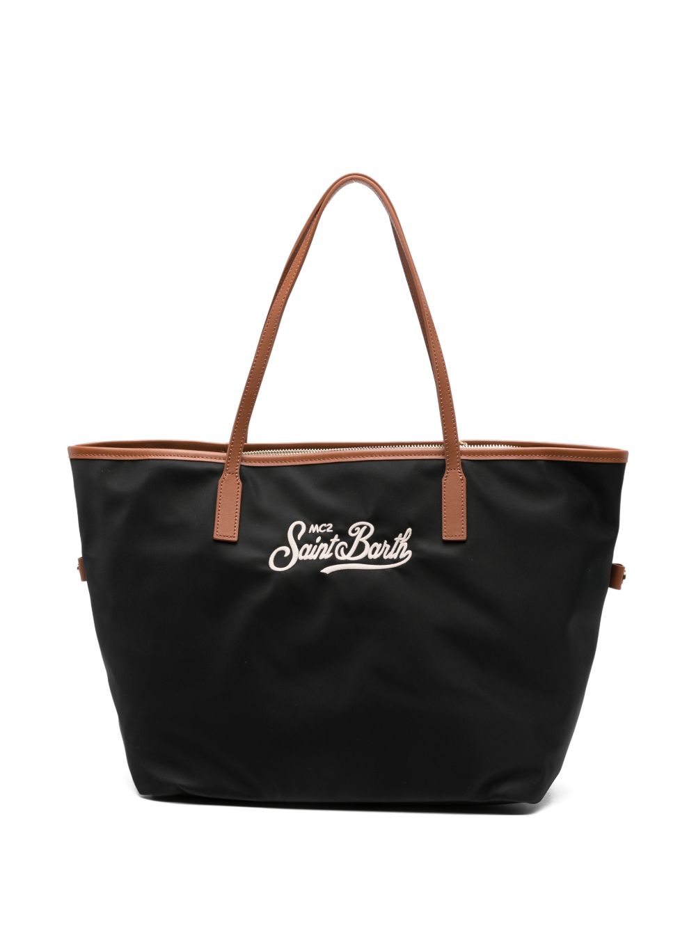 Borsa Tote City MC2 Saint Barth nera con logo ricamato sul davanti CB0002 00680M MC2 ST. BARTH 