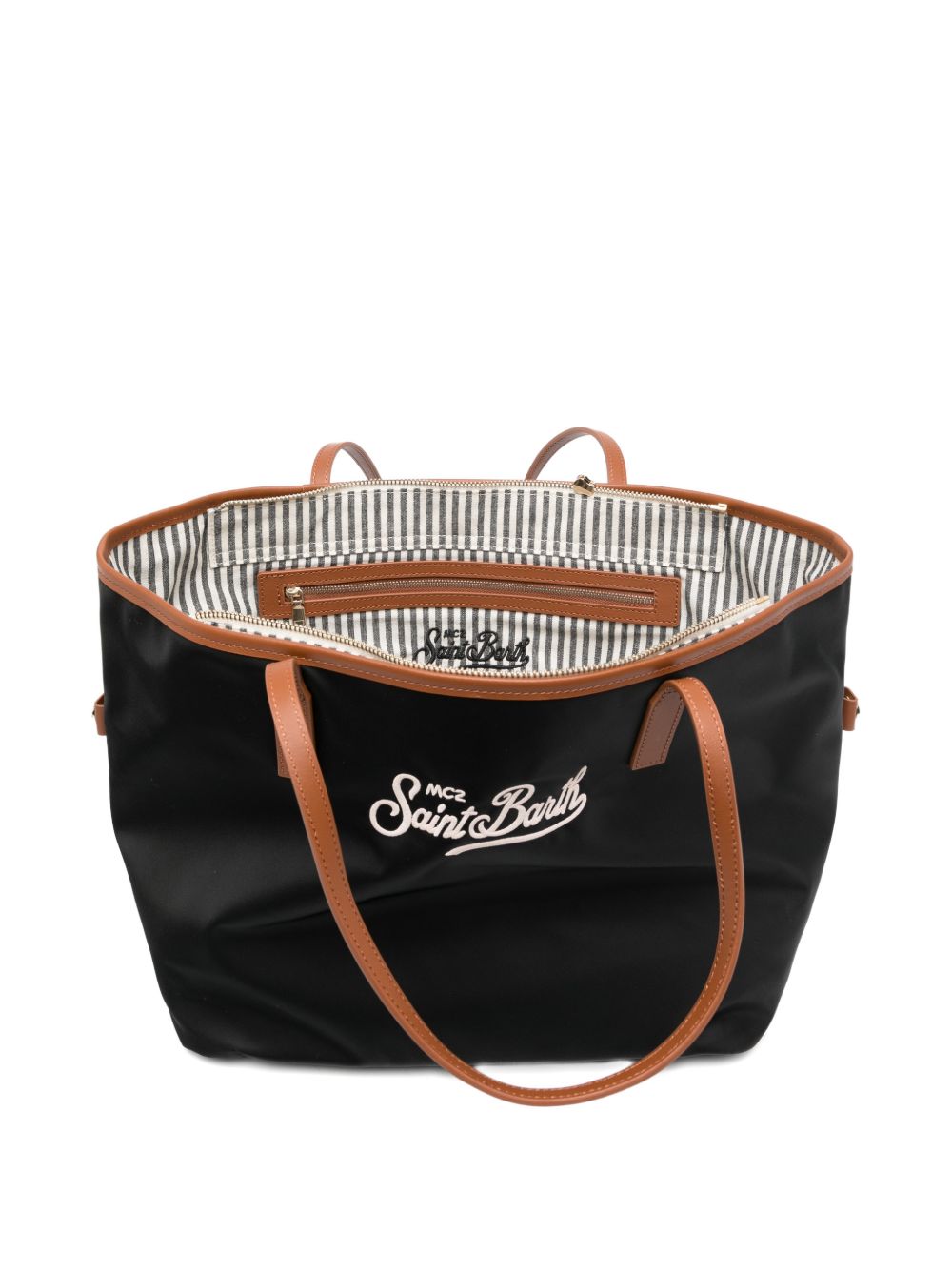Borsa Tote City MC2 Saint Barth nera con logo ricamato sul davanti CB0002 00680M MC2 ST. BARTH 
