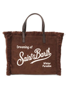 Borsa Colette Corduroy MC2 St. Barth marrone con logo ricamato sul davanti COL0048 00516M MC2 ST. BARTH KIDS 