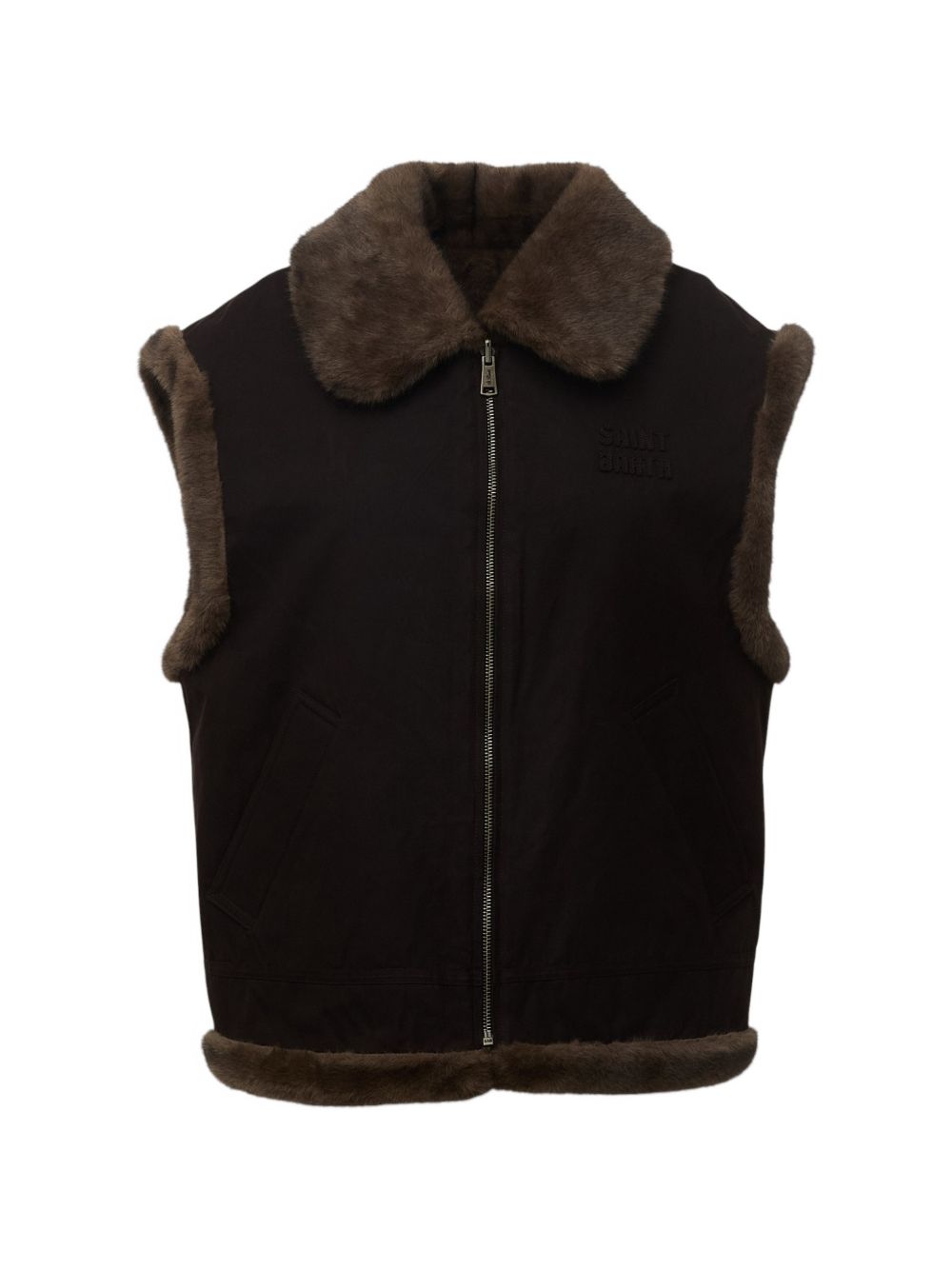 Gilet Hesket per donna MC2 St. Barth marrone con finiture in eco-pelliccia HES004 01000M MC2 ST. BARTH 