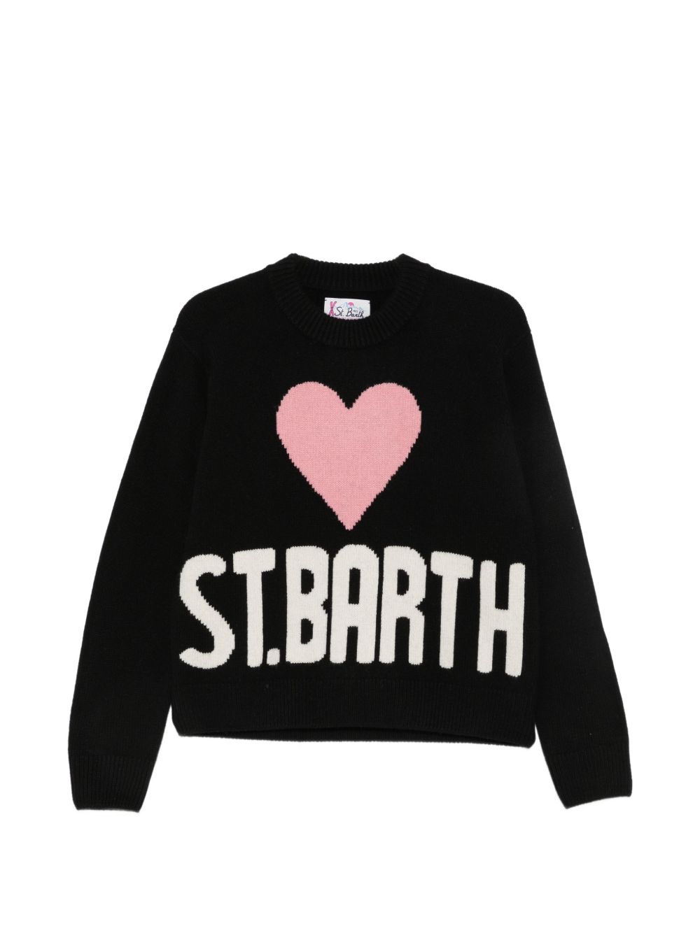 Maglione per donna MC2 St. Barth nero con logo ricamato sul davanti KYLA002 00252M MC2 ST. BARTH 