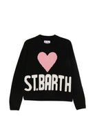 Maglione per donna MC2 St. Barth nero con logo ricamato sul davanti KYLA002 00252M MC2 ST. BARTH 