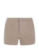 Shorts per donna MC2 Saint Barth beige con rifiniture in pelle LVA0002 00027M MC2 ST. BARTH 