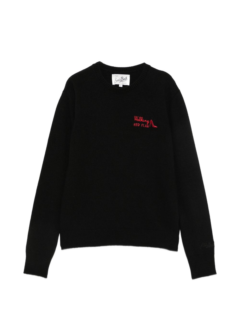 Maglione per donna MC2 St. Barth nero con scritta ricamata sul davanti QUE0032 04182M MC2 ST. BARTH 
