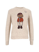 Maglione per donna MC2 St. Barth beige con ricamo cagnolino sul davanti QUE0037 00589M MC2 ST. BARTH 