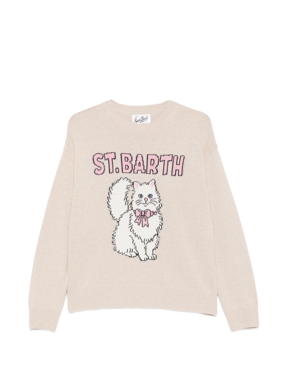 Maglione per donna MC2 St. Barth beige con gatto ricamato TESS001 00429M MC2 ST. BARTH 