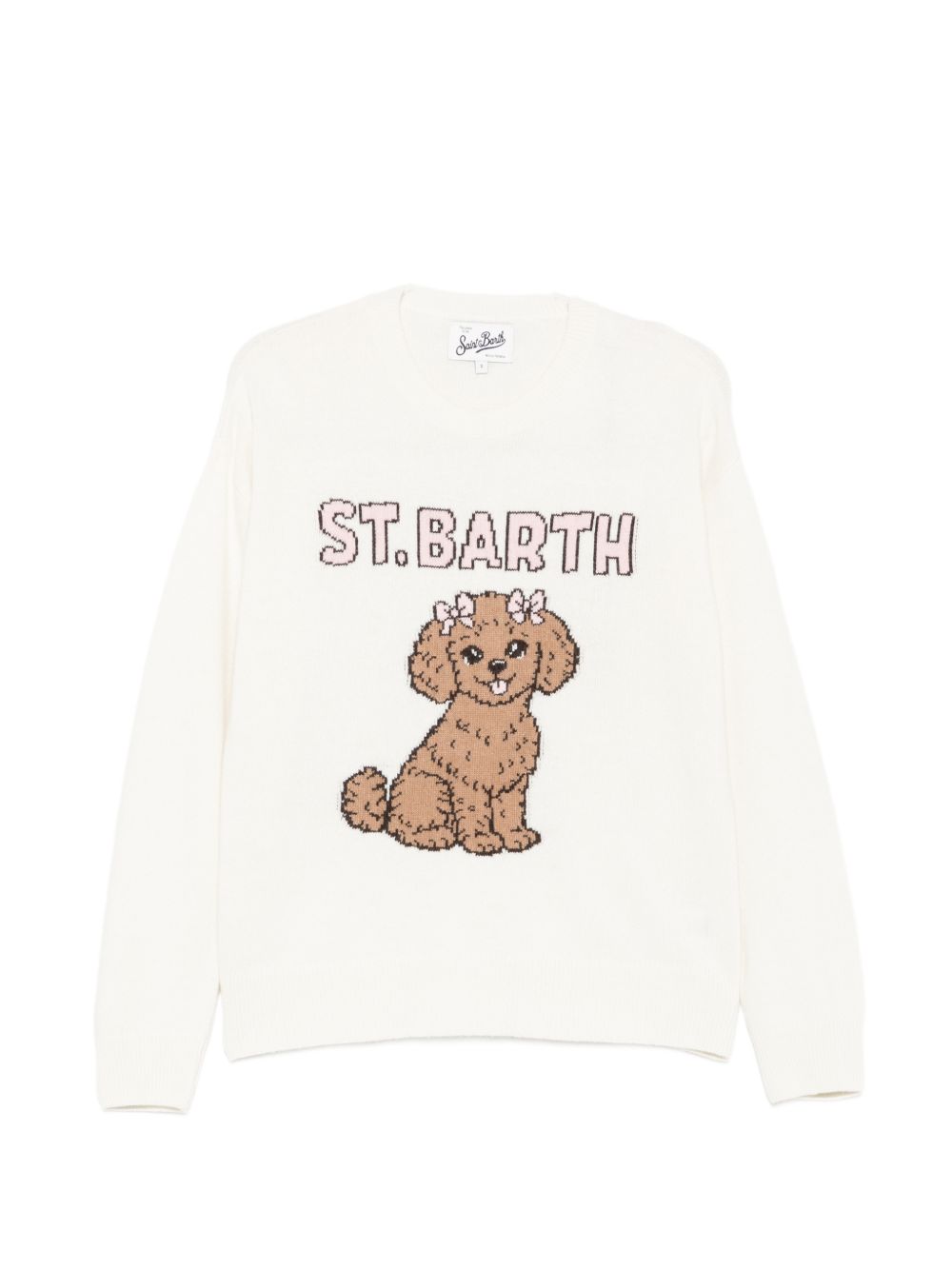 Maglione per donna MC2 St. Barth bianco con cagnolino ricamato sul davanti TESS001 03442M MC2 ST. BARTH 