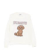 Maglione per donna MC2 St. Barth bianco con cagnolino ricamato sul davanti TESS001 03442M MC2 ST. BARTH 
