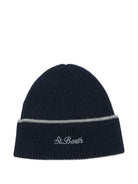 Berretto per bambino MC2 Saint Barth Kids blu navy con logo ricamato sul davanti ASTO002 00029M MC2 ST. BARTH KIDS 