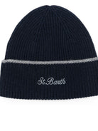 Berretto per bambino MC2 Saint Barth Kids blu navy con logo ricamato sul davanti ASTO002 00029M MC2 ST. BARTH KIDS 