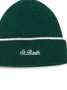 Berretto per bambino MC2 Saint Barth Kids verde con logo ricamato sul davanti ASTO002 00055M MC2 ST. BARTH KIDS 