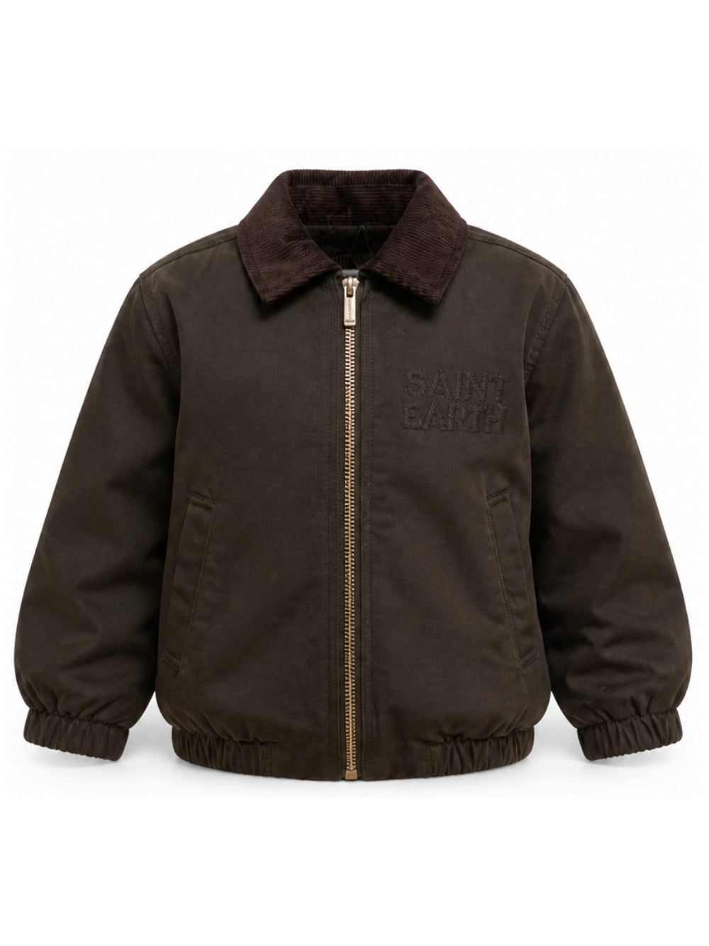 Giubbino per bambino MC2 Saint Barth Kids verde militare con colletto a coste BIRD004 00034M MC2 ST. BARTH KIDS 